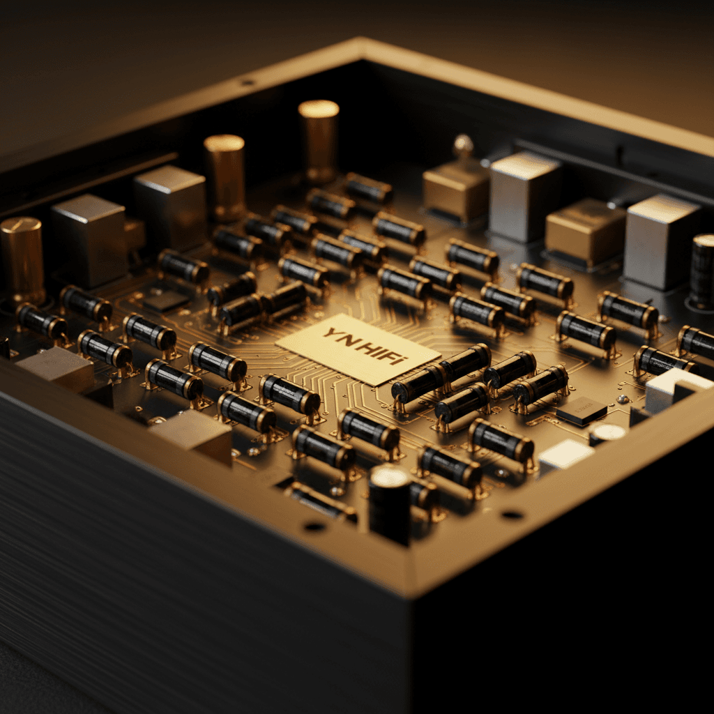 Amplifier internal circuit board and component assembly detail