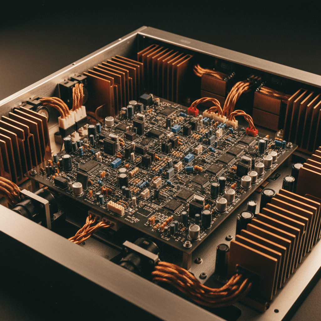 AMP30T interior circuit board and component assembly