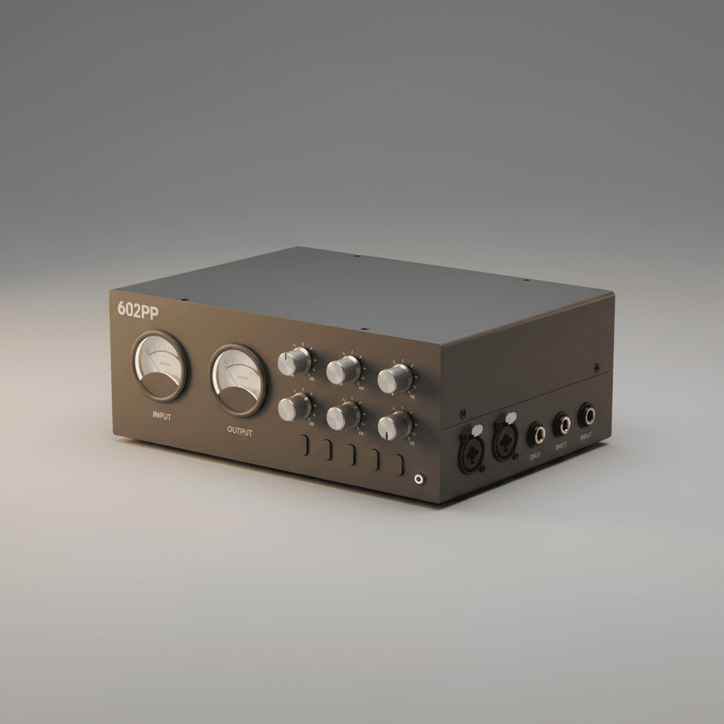 602PP Phono Pre-Amplifier three-quarter view showing compact design and front panel layout