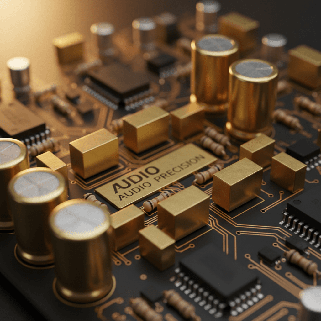 Precision circuit board components showing dual-mode gain control circuitry