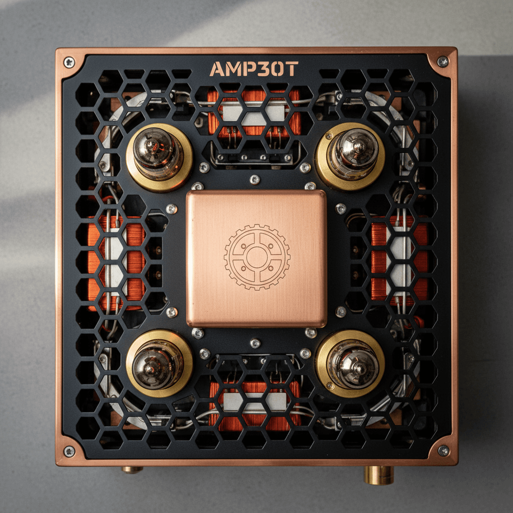 AMP30T top view showing transformer and tube arrangement