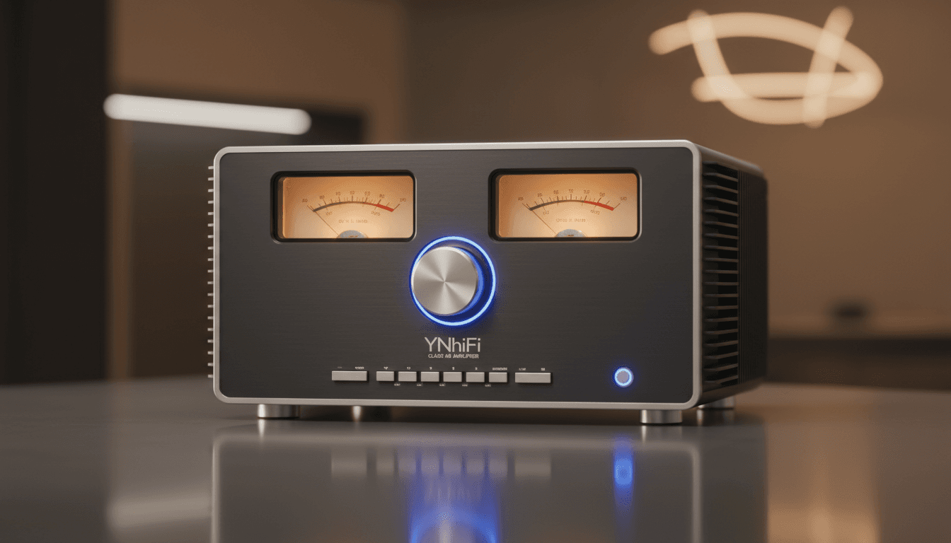 Premium class AB amplifier with elegant design and polished metal finish