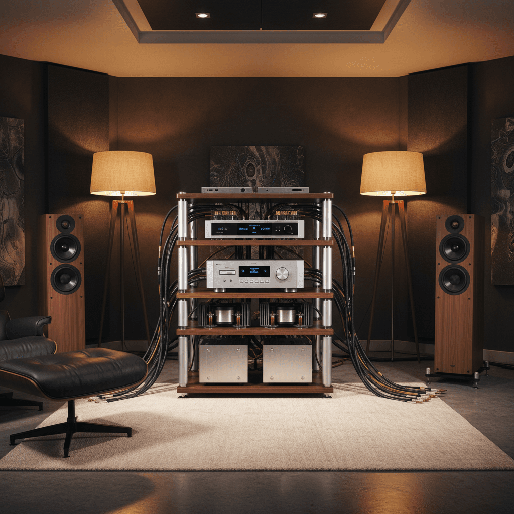 CD player integrated into a professional high-end audio system setup