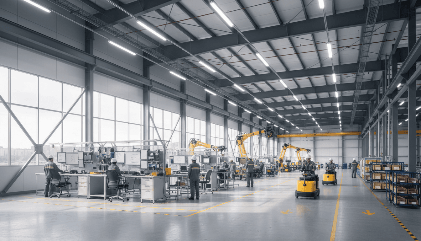 Manufacturing facility showing advanced equipment and quality control stations